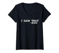 Femme Funny Christian Shirt Faith Gift Idea Jesus Catholic Quote T-Shirt avec Col en V