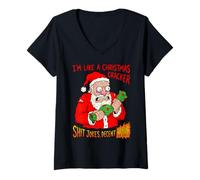 Femme Funny Christmas Cracker Decent Bang T-Shirt avec Col en V