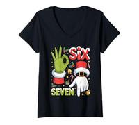 Femme Funny Christmas Hand 6-7 | Holiday Counting Humor T-Shirt avec Col en V