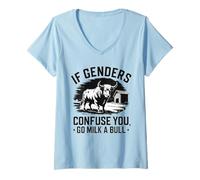 Femme Funny Citation If Genders Confuse You Go Milk a Bull Vintage T-Shirt avec Col en V