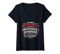 Femme Funny Classic n'est Pas surhumain mais superviseur de Maintenance T-Shirt avec Col en V