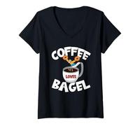 Femme Funny Coffee and Bagel Quote for High Dive Men & Coffee Dad T-Shirt avec Col en V