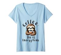 Femme Funny Coffee Lovers Coffee Lovers Coffee : The OG Energy Drink Cute Sloth T-Shirt avec Col en V