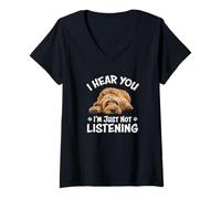 Femme Funny Cute Hear You Not Listening Labradoodle Lover T-Shirt avec Col en V