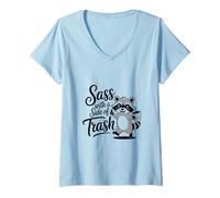 Femme Funny Cute Panda Raccoon Sass with a Side of Trash T-Shirt avec Col en V