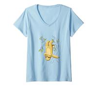 Femme Funny Dabbing Sloth Illustration Tree Hanging Drawing T-Shirt avec Col en V