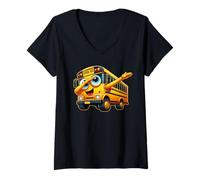 Femme Funny Dabbing Yellow School Bus Graphic Gifts Kids Boys T-Shirt avec Col en V