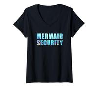 Femme Funny Dad Mermaid Security Underwater Sea Graphic T-Shirt avec Col en V