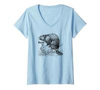 Femme Funny Dam It Beaver Pun Dad Blague Wildlife Art T-Shirt avec Col en V
