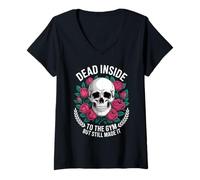 Femme Funny Dead Inside to The Gym Saying Workout Humour Femmes Hommes T-Shirt avec Col en V