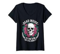 Femme Funny Dead Inside to The Gym Saying Workout Humour Femmes Hommes T-Shirt avec Col en V