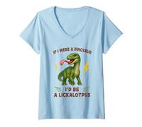 Femme Funny Dinosaur Adult Joke Meme Hilarious Licking Pussy Pun T-Shirt avec Col en V