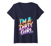 Femme Funny Dirty Girl More Fun Mudder Squad Mudding OCR T-Shirt avec Col en V