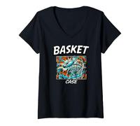 Femme Funny Disc Golf Basket Case Retro Pop Art T-Shirt avec Col en V