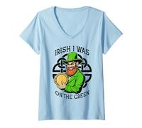 Femme Funny Disc Golf St Patrick Irish I Was on The Green T-Shirt avec Col en V