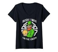 Femme Funny Disc Golf St Patrick Irish I Was on The Green T-Shirt avec Col en V
