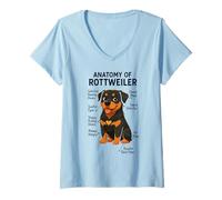 Femme Funny Dog Owner Anatomy of A Rottweiler T-Shirt avec Col en V