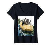 Femme Funny Dog Roller Coaster Meme Silly Graphic French Bulldog T-Shirt avec Col en V