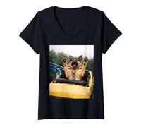 Femme Funny Dog Roller Coaster Meme Silly Graphic German Shepherd T-Shirt avec Col en V