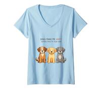 Femme Funny Dogs Make Me Happy Citations Human Make My Head Hurt T-Shirt avec Col en V
