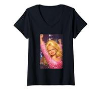 Femme Funny Doll Face Meme Hilarious Doll Dance Night Club Disco T-Shirt avec Col en V