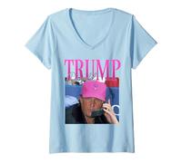 Femme Funny Donald Trump Miss Me Yet Y2K Vintage 90s Trump Rose T-Shirt avec Col en V