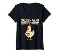 Femme Funny Don't Look at The Chicken - Jeu de Poulet hilarant T-Shirt avec Col en V