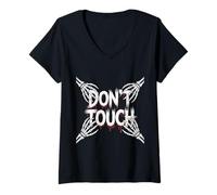 Femme Funny Don't Touch Signs for People Funny Citation Don't Touch T-Shirt avec Col en V