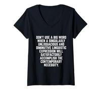 Femme Funny Don't Use A Big Word Writer & Translator T-Shirt avec Col en V