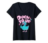 Femme Funny Duck Ya Up Meme Cartoon Duck Design T-Shirt avec Col en V