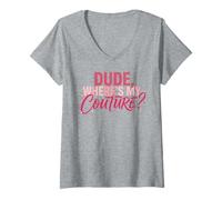 Femme Funny Dude Where's My Couture T-Shirt avec Col en V