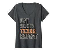 Femme Funny Eat Sleep Texas Repeat, Great State of Texas Souvenir T-Shirt avec Col en V