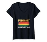 Femme Funny Epidemiologist Saying Édition Limitée Rétro T-Shirt avec Col en V