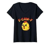 Femme Funny F-Caw-F f CAW f Crow Kawi Chicken pour Femmes et Hommes FCAW T-Shirt avec Col en V