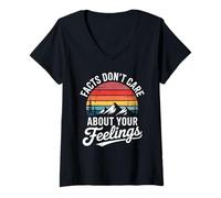 Femme Funny Facts Do Not Care About Feelings Saying Blague Women Men T-Shirt avec Col en V