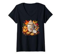 Femme Funny Fall Coffee Mug for Autumn Women Cookie Crunch Coffee T-Shirt avec Col en V