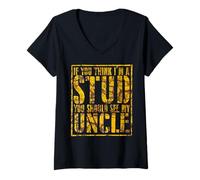 Femme Funny Family Matching Think Im Stud Meet My Uncle Vintage T-Shirt avec Col en V