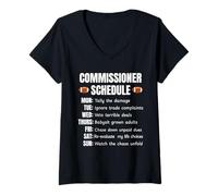 Femme Funny Fantasy Football Commissioner Schedule Draft Day T-Shirt avec Col en V