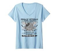 Femme Funny Female Veteran Day Three Sides Patriotic US Flag Women T-Shirt avec Col en V