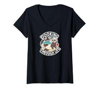 Femme Funny Ferret Dooking My Way Through Life Cartoon T-Shirt avec Col en V