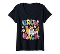 Femme Funny First Day of School 5th Fifth Grade Bruh We Back T-Shirt avec Col en V