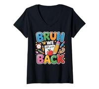 Femme Funny First Day of School 5th Fifth Grade Bruh We Back T-Shirt avec Col en V