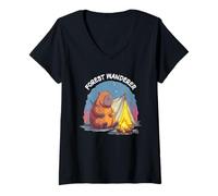 Femme Funny Forest Capybara pour Les Amateurs de Vagabond et de capybaras T-Shirt avec Col en V