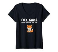 Femme Funny Fox Game Animal Dont Look Game Over Garçons Filles Enfants T-Shirt avec Col en V
