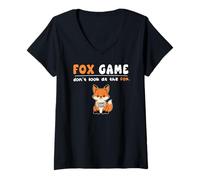 Femme Funny Fox Game Over Jeu Dont Look pour garçons et Filles T-Shirt avec Col en V