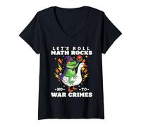 Femme Funny Frog Goose Let's Roll Math Rocks Non aux Crimes de Guerre T-Shirt avec Col en V