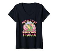 Femme Funny Frog Humor. May All Your Delulu Come Trululu Fairy T-Shirt avec Col en V