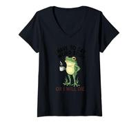 Femme Funny Frog - Je Dois dire des Choses étranges ou Je Vais Mourir T-Shirt avec Col en V