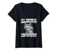 Femme Funny Frog, Mon Freeloader au chômage préféré m'a acheté ça T-Shirt avec Col en V