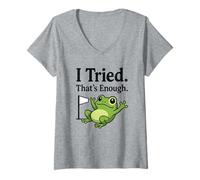 Femme Funny Frog Quitting Meme Sarcastic J'Ai essayé, ça Suffit T-Shirt avec Col en V